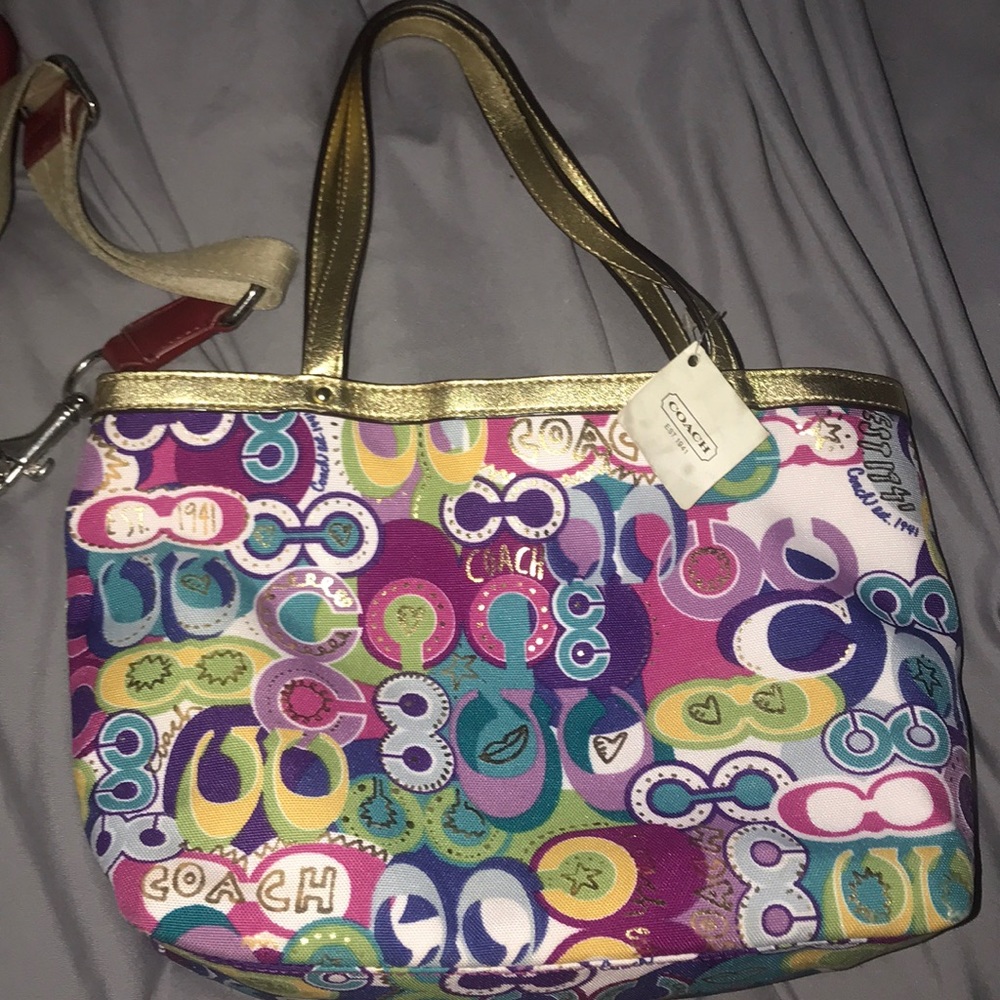 Authentic colorful Coach handbag